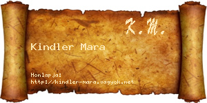 Kindler Mara névjegykártya